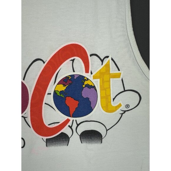 Vintage Y2K Walt Disney Mickey Mouse Epcot Center Tank Top Promo Art Logo White - Picture 5 of 15